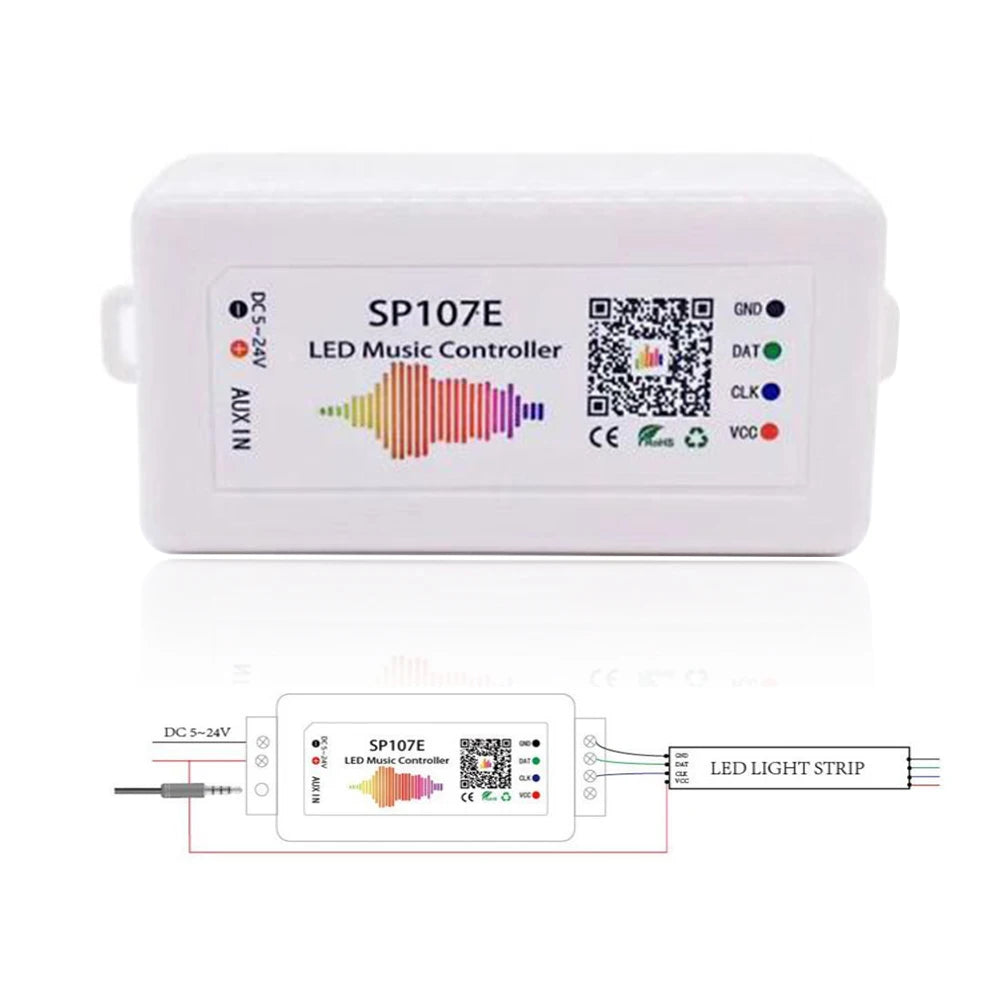 SP107E Addressable LED Music Controller for Ws2811 WS2813 SK6812 WS2801 Light