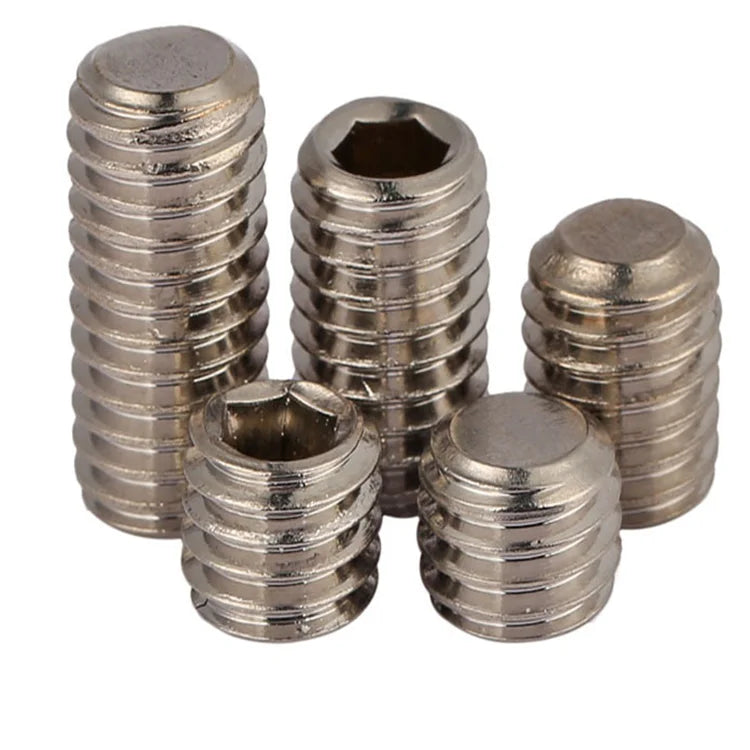 DIN916 Flat Set Screw 304 Stainless Steel Inner Hexagon Socket Set Screws with Flat Point Headless Grub Screw