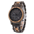 Quartz Wristwatch Fashion Natural Wood Stainless Steel Strap Luxury Sport Auto Date Pointer Dial Chronograph 5mm Case Unisex