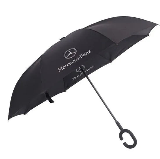 Customized Logo Creative Double-layer C-shaped Hand-free Long Handle Reverse Umbrellas