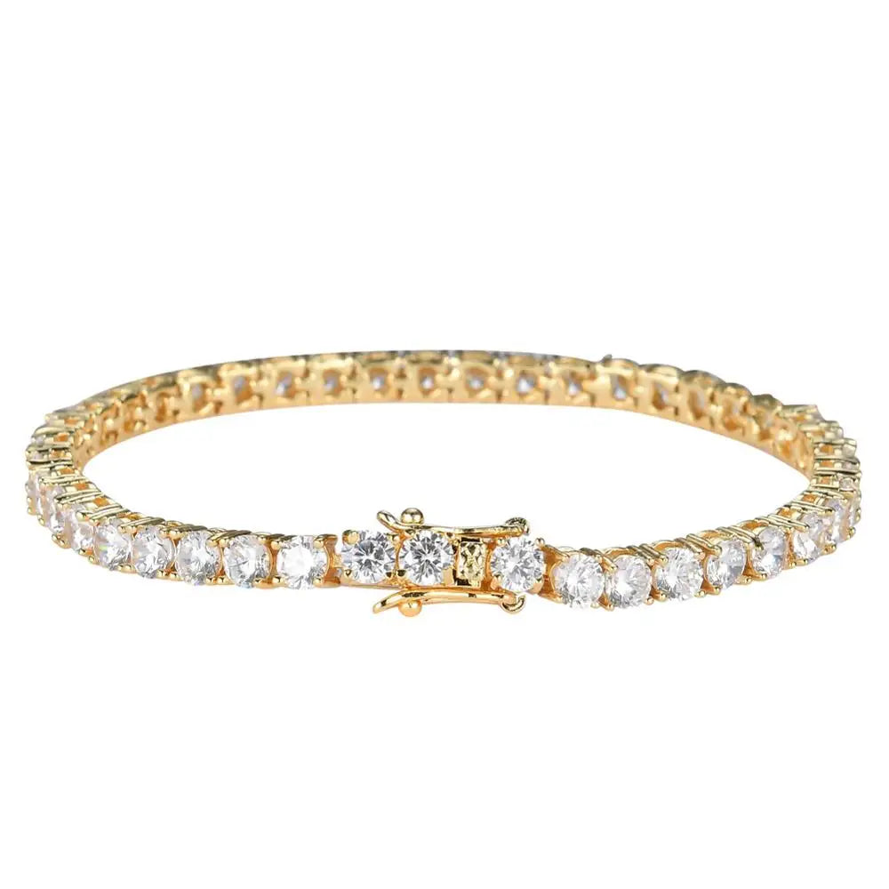 Wholesale Hip Hop Brass Material Fully CZ Paved Platinum Plated 3mm 4mm 5mm Diamond Tennis Bracelet