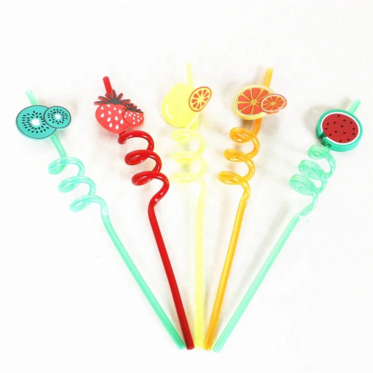 Fashional DIY  Decorative  Plastic Reusable  0.5*26 cm Fruit Drinking Straw