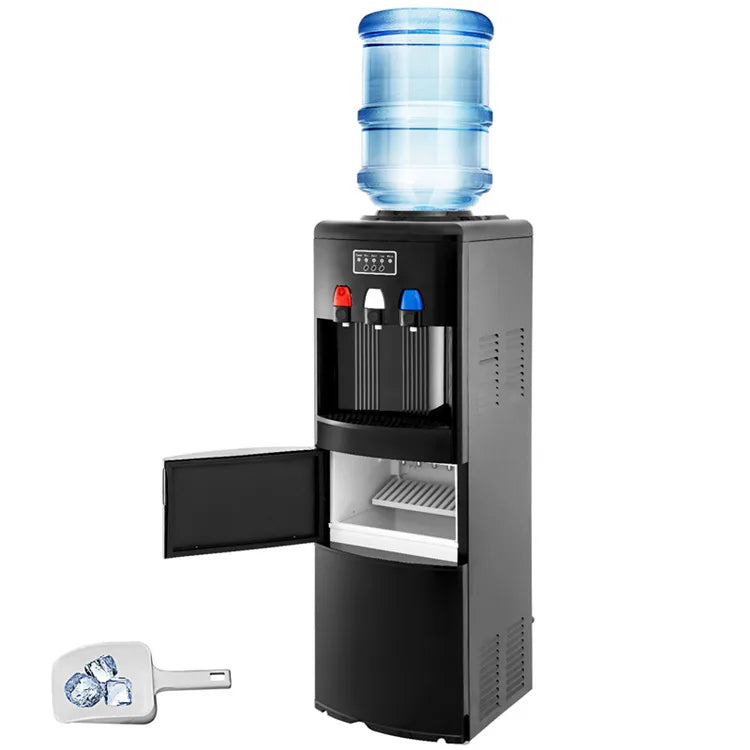 2-in-1 Stainless Steel Electric Water Cooler Dispenser Hot & Cold Water with Built-in Ice Maker for Household Outdoor Hotel Use