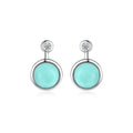 CZCITY Women Fine Jewelry Party CZ Boucle D'Oreille Femme Gift Real 925 Sterling Silver Round Turquoise Stud Earrings