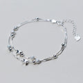 925 Sterling Silver Star Charm Bracelets for Women Double Layer Box Chain Matte Beads Bracelets Jewelry Birthday Gift