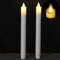 Wholesale Set of 2 Flameless White Flickering Real Wax Electric LED Taper Candles with Moving Flame