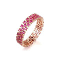 CZCITY Women Engagement Wedding Fine Jewelry Round Ruby Gemstone Anillos Genuine 925 Sterling Silver Eternity Rings