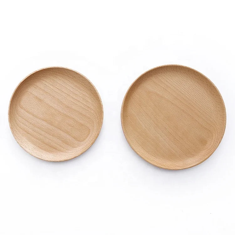 Creative Hot Sell Handmade 13cm Round  Beech Wood  Dessert Dish