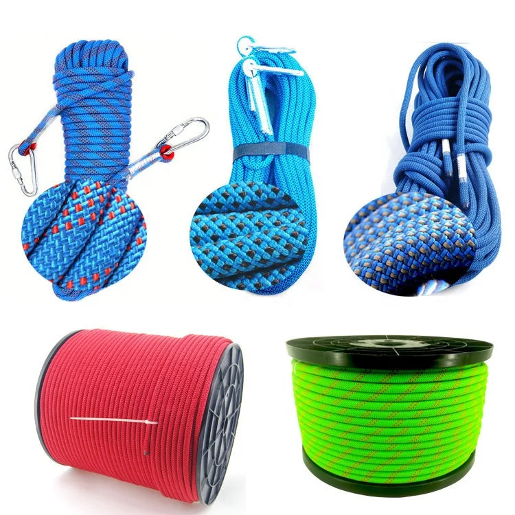 Hot Sale 9mm/10mm/10.5mm/11mm/12mm/13mm/14mm Braided Nylon Static Kernmantle Climbing Ropes Outdoor Static Ropes Safety Ropes