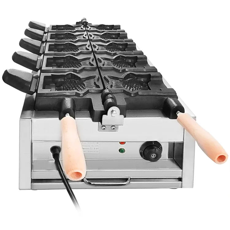 Vevor China Fish Shape With Open Mouth Taiyaki Maker / 5pcs Fish Shaped Waffle Iron / Gas Taiyaki Machine