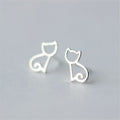 925 Sterling Silver Cat Stud Earring for Women and Girls Gift Jewelry