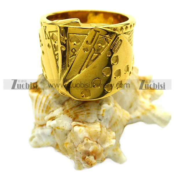 Wholesale Mens Poker Ring Jewelry Stainless Steel Big Gold Finger Ring