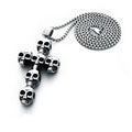 Hot Sell Large Punk Style Vintage Skulls Cross Alloy Customizable Pendant Necklace with Chain