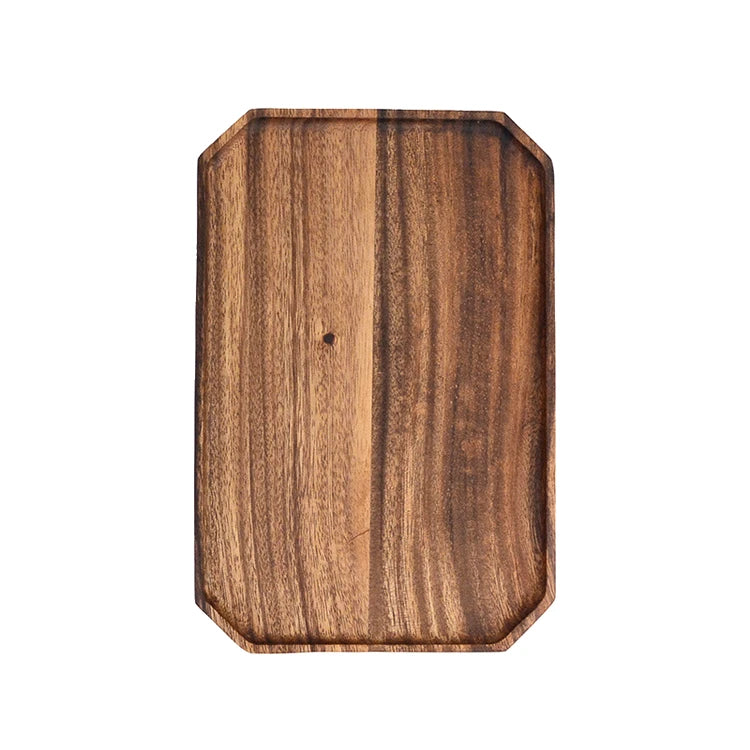 Creative Hot Sell Handmade Eco-Friendly European Style Octagonal 30cm Acacia Wood Dessert Dish with Natural Plant Oil Surface