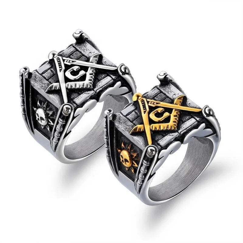 MECYLIFE Men Jewelry Masonic Rings Stainless Steel Religious Vintage Mason Ring