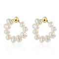 ZHILIAN Unique Design Stud Earrings 18K Gold & Silver Plated Fresh Water Pearl Earrings Fine Jewelry for Women
