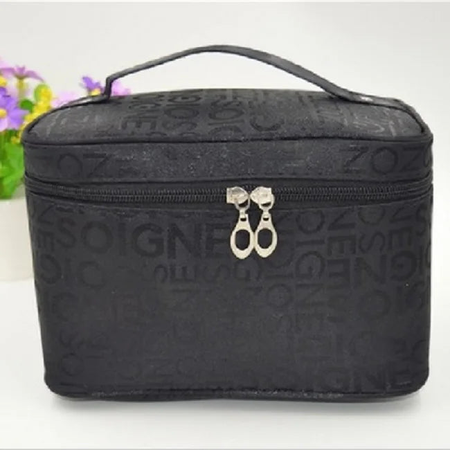 Portable Large Capacity Square Cosmetic Bag with Mirror Travel Toiletry & Makeup Bag for Women
