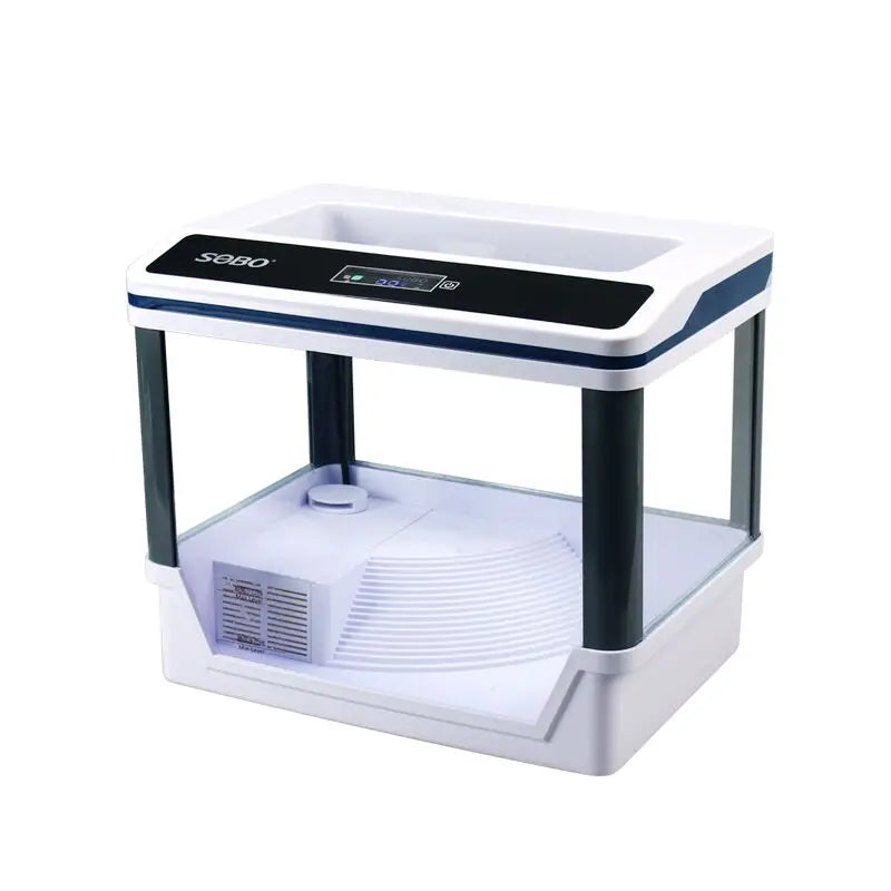 Fish Treasure Turtle tank Aquarium with a Balcony Shell Box LED Lights Water Cycle Digital