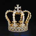 Europe Luxury Baroque Diamond Princess Crown Gold Round Tall king Queen Crown