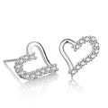 EC35  Personality Rose/Rhodium Plated Jewelry in Korea Design 925 Silver Love Heart Creative Stud Earrings Wholesale