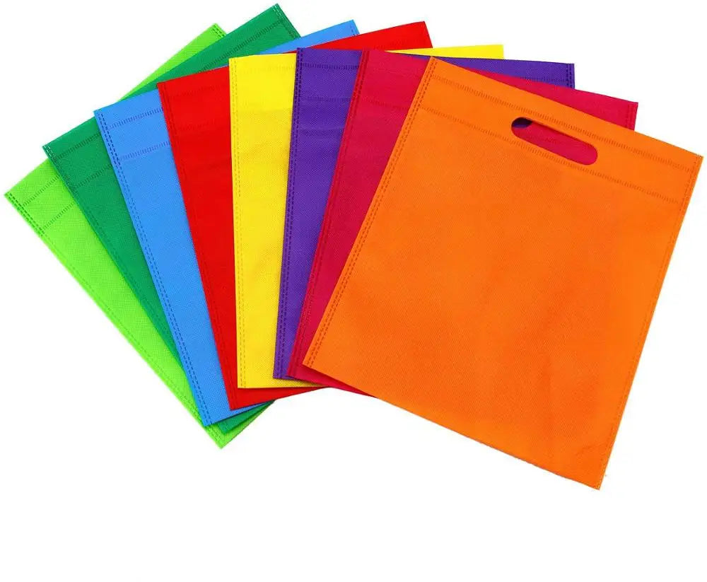 Wholesale Custom Logo Eco-Friendly Reusable D Cut Non-Woven Shopping Bag Medium Handled Letter Printed Recyclable Packing Use