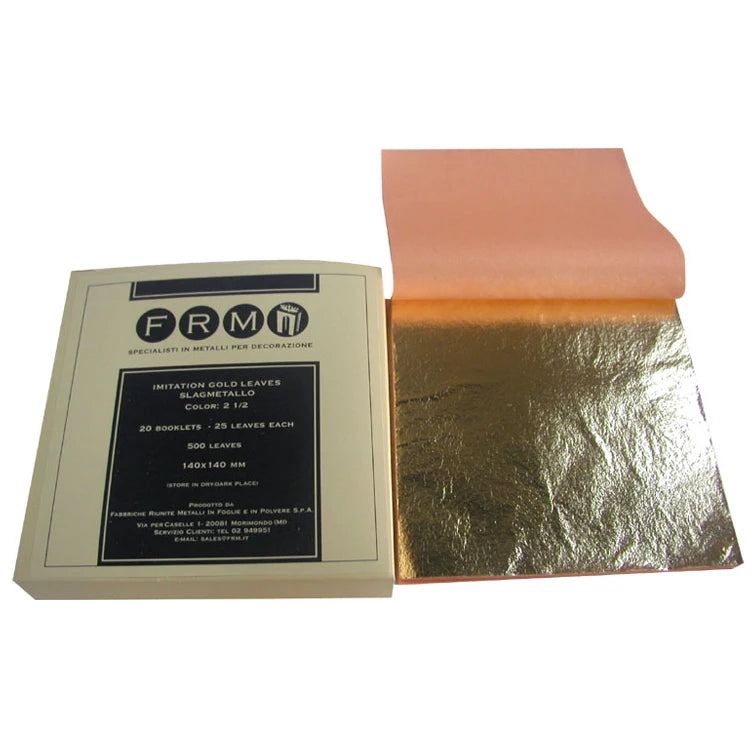 Italian Imitation Gold Leaf Wholesale 14x14 cm Artist First Choice Gilded Copper Gold Leaf Foil Paper Sheets