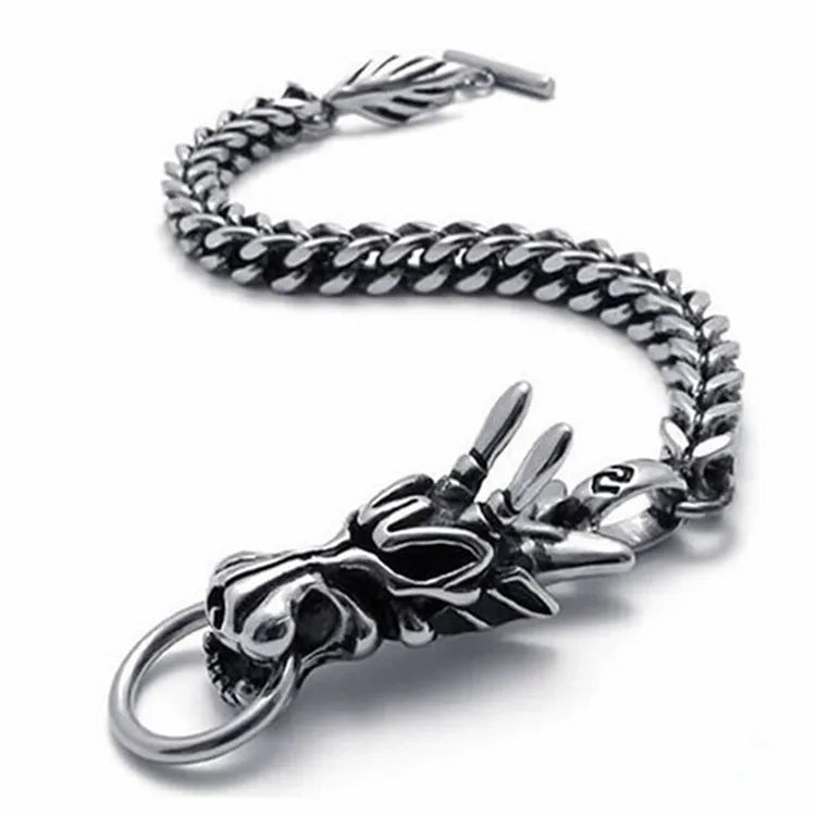 Punk Jewelry Heavy Metal Chain Link Dragon Men Bracelet