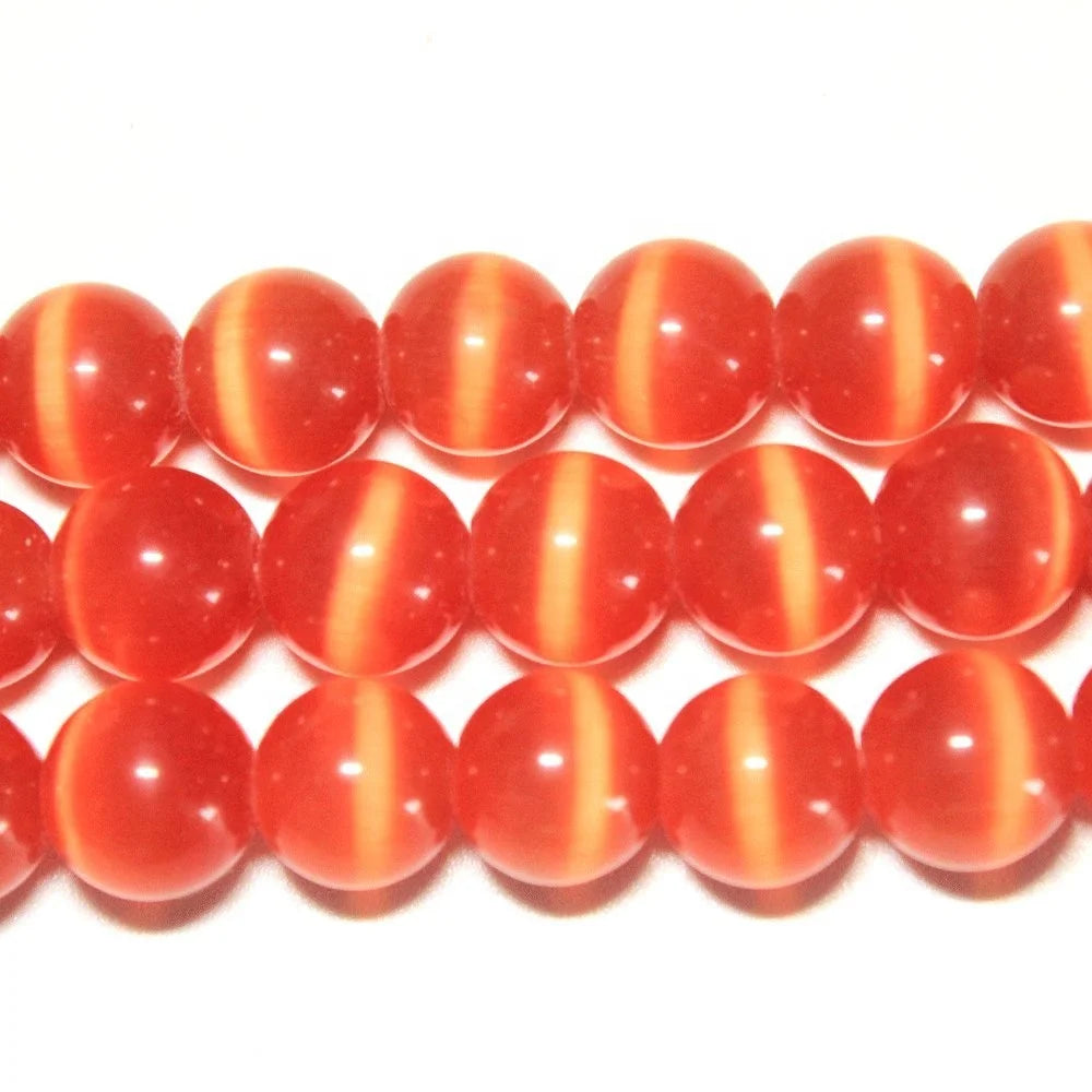 Hot Selling Shiny Crystal Red Cat Eye Round Loose Beads for Jewelry Making 6mm 8mm 10mm 12mm Beads