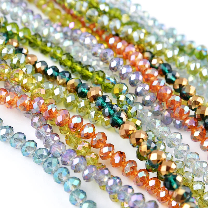 Shapenty Many Colors 4mm 6mm 8mm Wholesale Briolette Crystal Glass Beads for Jewelry Making Faceted Rondelle Shape