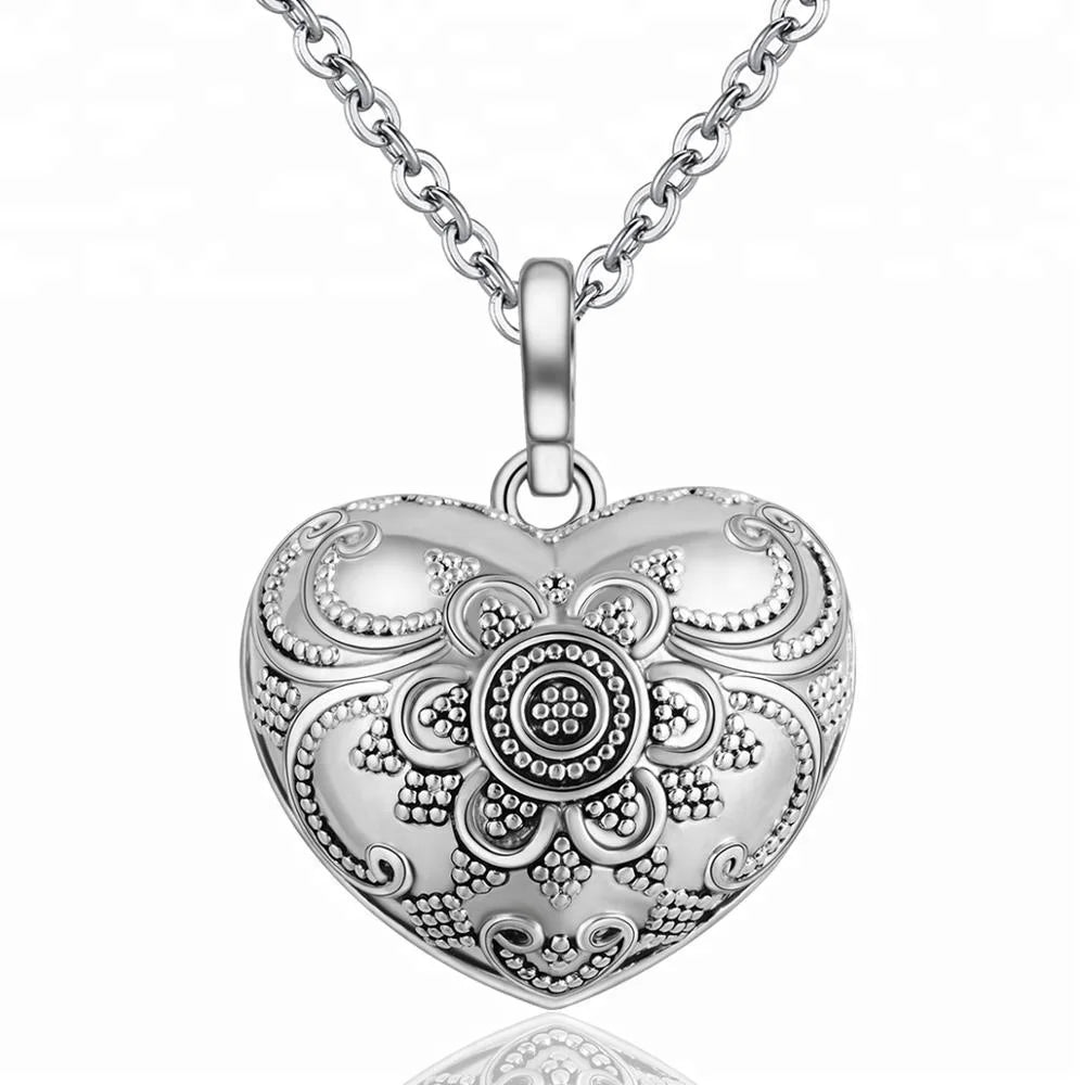 Wholesale Latest Classic Silver Heart Shape Musical Bola Pendant for Women