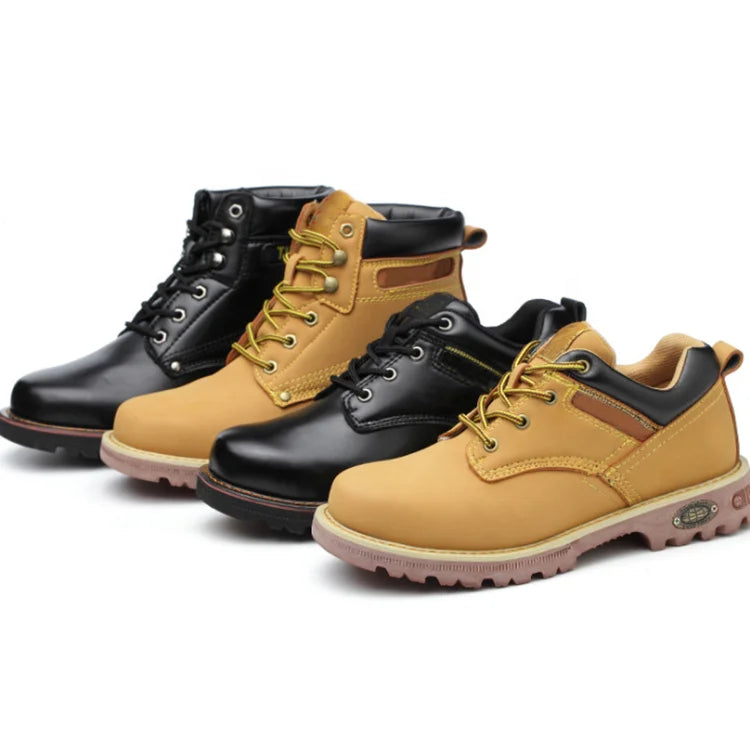 Black Safety Boots Steel Toe Anti-Puncture Anti- Smashing Rubber Outsole for Summer for Construction Sites Chemical Workshops