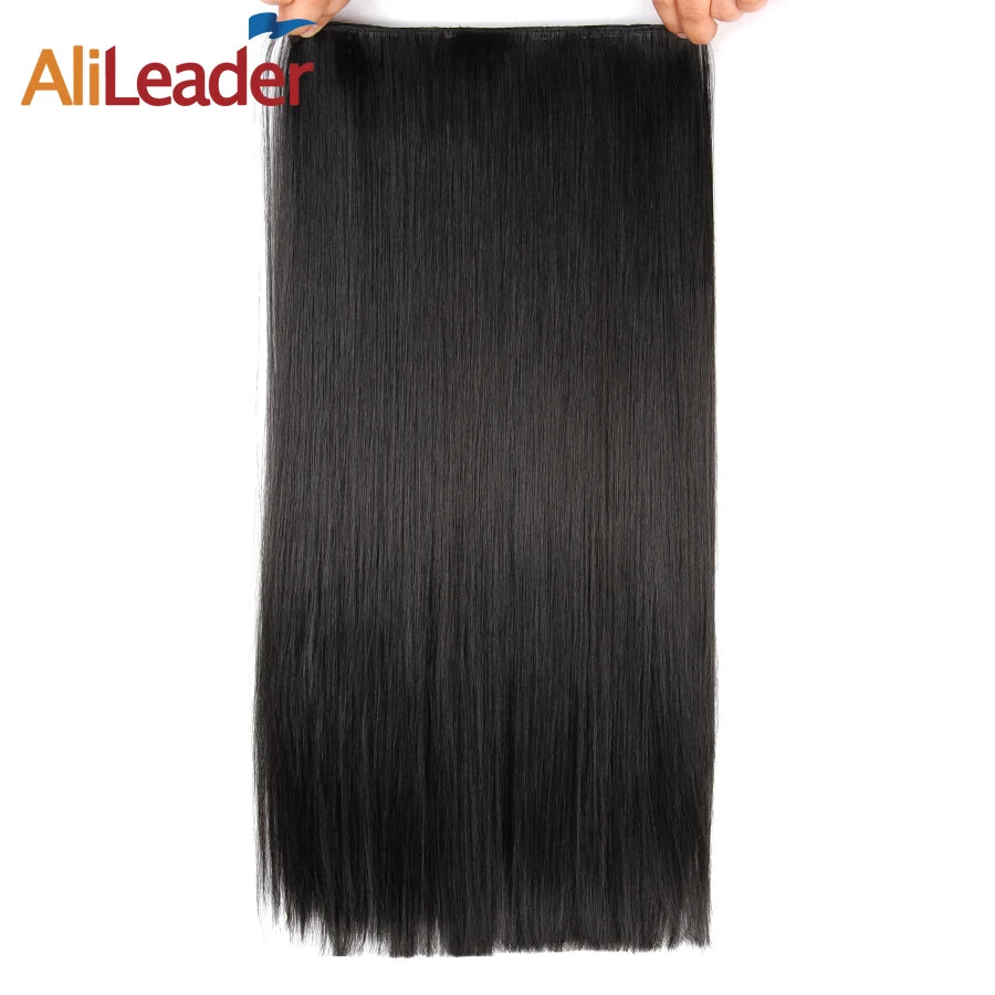 AliLeader Best Quality Wholesale Clip in Synthetic Clip-in One Piece Hairpiece 22" 120G Silky Straight Clip in Hair Extension