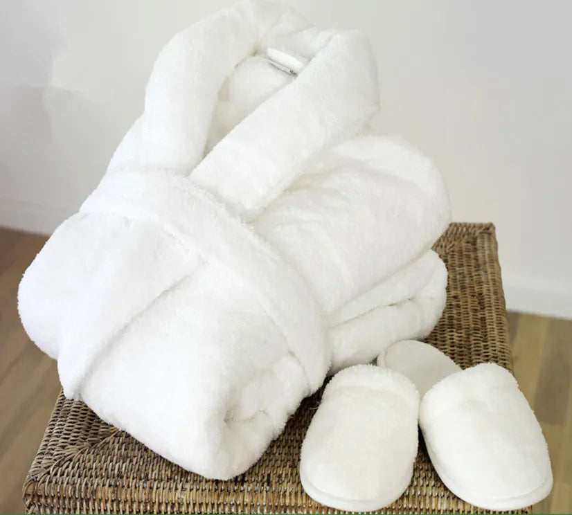 100% Organic Cotton Terry Plus Size Women Bathrobe Design Velour Embroidery Adult White Shawl Collar Towelling Bath Robe