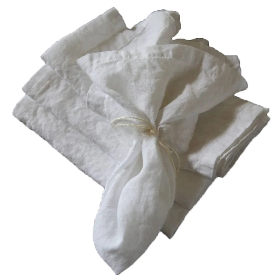 100% French Linen Disposable Square Handmade Napkins Plain Dyed Finish Stone Washed 60x60cm Customized Color Logo Wedding Home