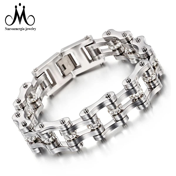 Punk Rock Man Bike Bracelet Jewelry Stainless Steel Motorcycle Chain Bracelet Silver Bicycle Chain Bracelet for Man