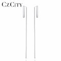 CZCITY Hot Fashion Simple 925 Silver Long Korean Style Earring&Cute Hook Small Stud Earring for Women Wearing Daily-life