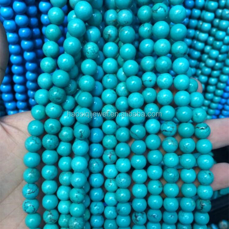 Loose Gemstone Hubei Turquoise Stone Beads 8mm Natural Blue Turquoise Stones for Jewelry Making