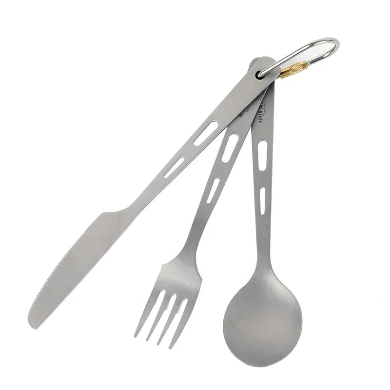 Lightweight Three-piece Set of Titanium Knife Fork and Spoon Camping Tool