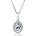 LUOTEEMI Wholesale Free Shipping Fast Express Women Emerald CZ Water Drop Shape Elegant Bridal Pendant Necklace