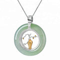 Oriental Element Silver Flower Vase Stone Pendant