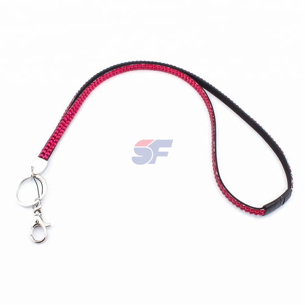 Fashion Silicone Bling Rhinestone Adjustable Lanyard with Custom Attachments