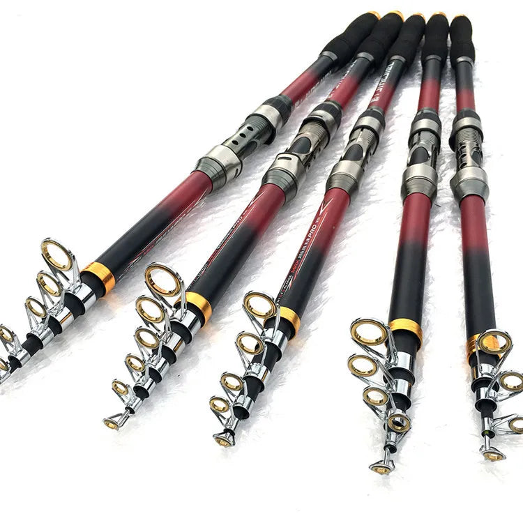 YOUME Super Hard Telescopic Fishing Rod 99% Carbon Fiber 2.1-3.6M Carbon Spinning Rod Sea Fishing Rod Metal Ring