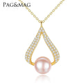 PAG&MAG Pearl Choker 925 Sterling Silver Pearl Jewelry Pendant Fresh Water Pearl Necklace