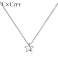 CZCITY Delicate 925 Sterling Silver Necklace for Women Star Shaped Wholesale Initial Pendant Necklace