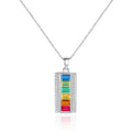 CZCITY Sterling Silver Gemstone Pendant Rainbow Color Gemstone Crystal Women Necklace Jewelry