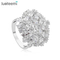 LUOTEEMI Free Shipping Wholesale New Luxury a AA Clear Cubic ZIrconia Elegant Big Flower Women Bridal Engagement Wedding Rings