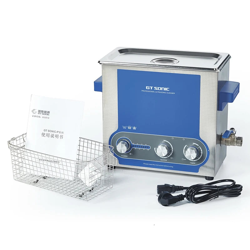 Electric Adjustable Ultrasonic Heatable Engine Parts Cleaning Machine with Stainless Steel Tank Household Use 6L Capacity