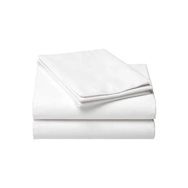300TC Bedding Sets 100% Cotton White Solid Hotel Quality 4 PC Sheet Set US Queen Size  Flat Sheet