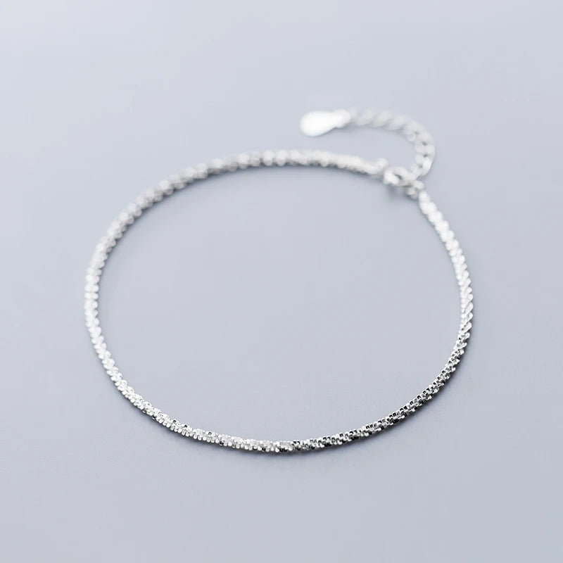 Simple Elegant Silver 925 Sterling Mesh Chain Anklet Jewelry Wholesale