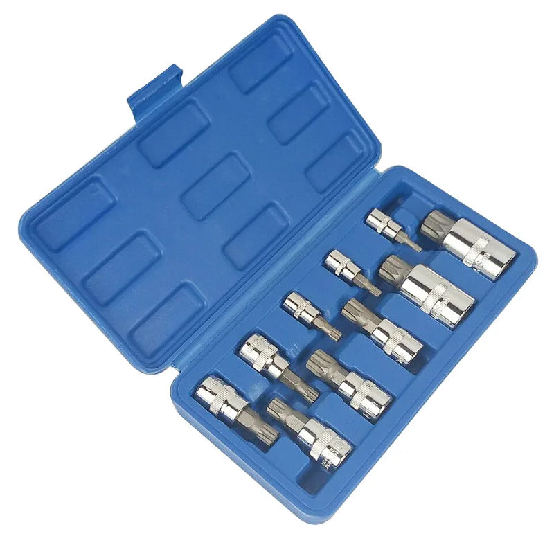 10pcs XZN 12 Point MM Triple Square Spline Bit Socket Bits Set